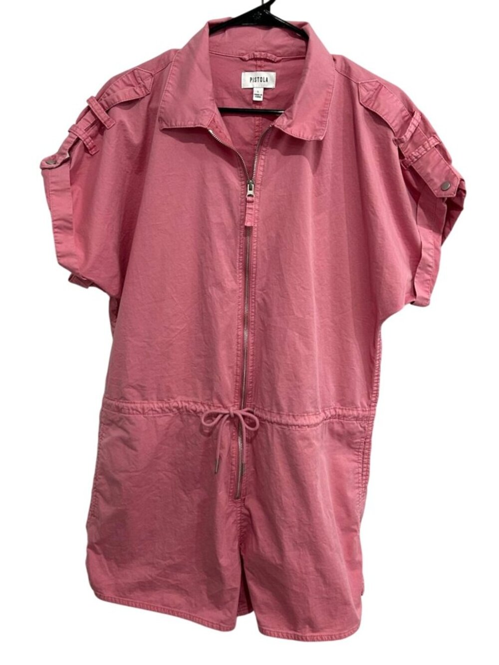 Pistola Large Pink Utility Romper Short Sleeve Front Zip Rusticcore Alt Aestheti